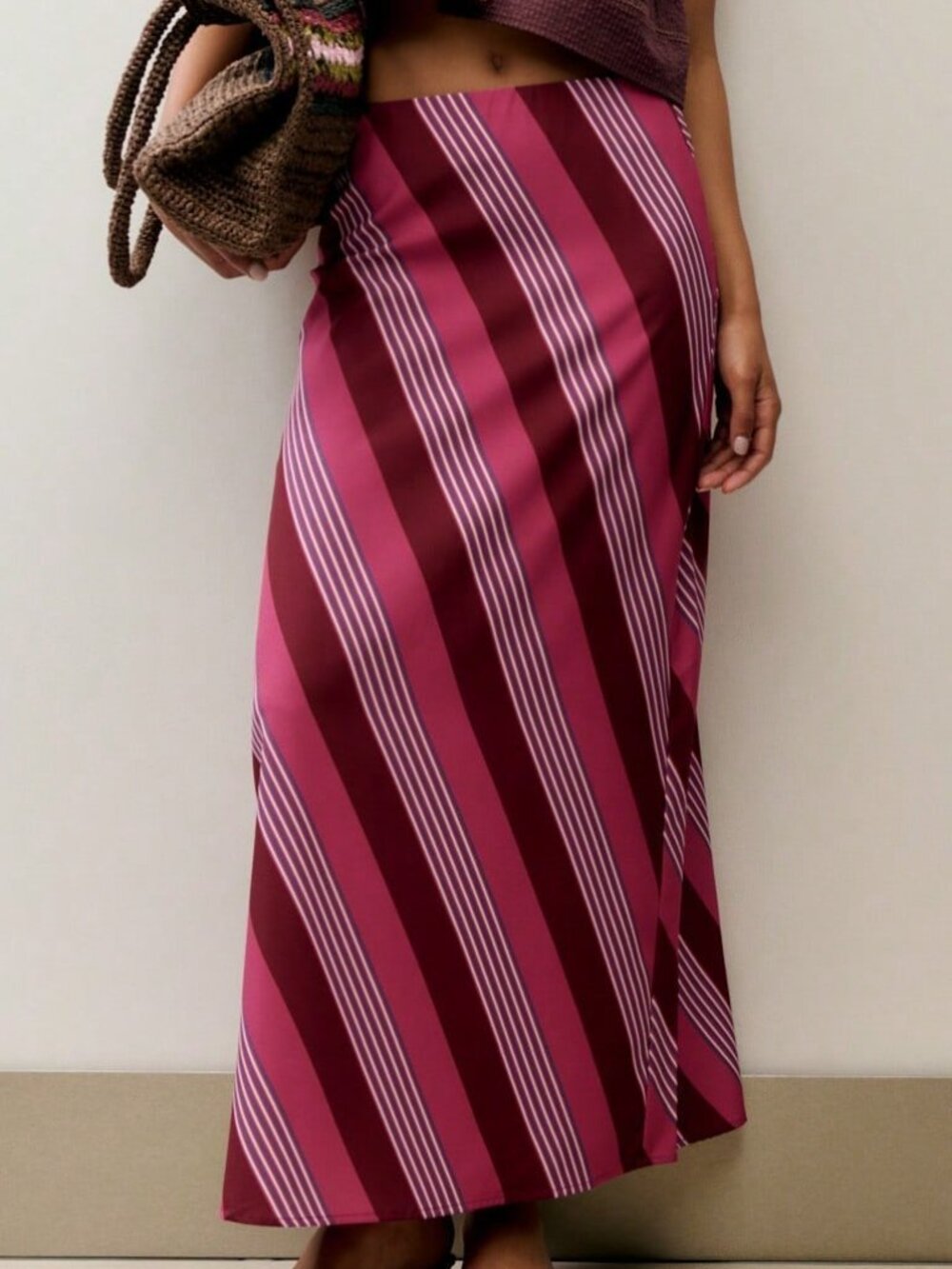 Multicolor Casual Women's Striped Maxi Skirt. - Picture 3 of 9